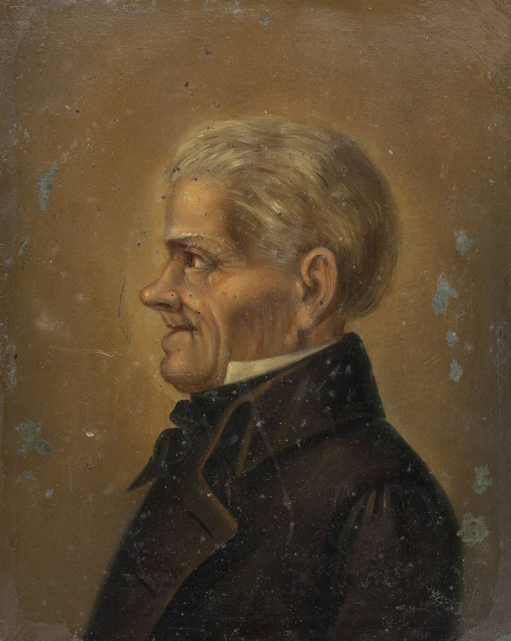 Portret profilowy Tadeusza Kościuszki w starszym wieku, w Solurze. (obraz, autor nieznany wg rysunku Kucharskiego, kamerdynera S.K. Zamoyskiego, ok. 1816, Muzeum Narodowe w Warszawie)