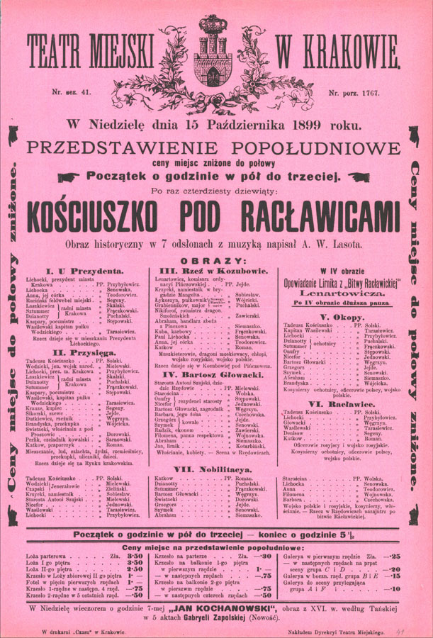 plakat przedstawienia Kościuszko pod Racławicami